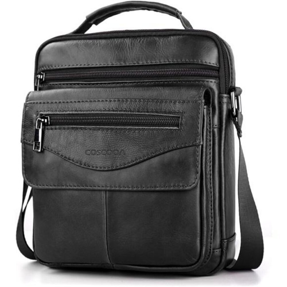 Crossbody Messenger Bag Men Leather Travel Satchel